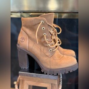 Timberland Women's Lana Point 6" Inch Lace Up Heel Bootie Wheat Leather